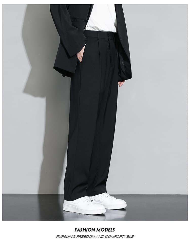 メンズ 黒 ファッション すっきりシルエット フォーマルパンツ