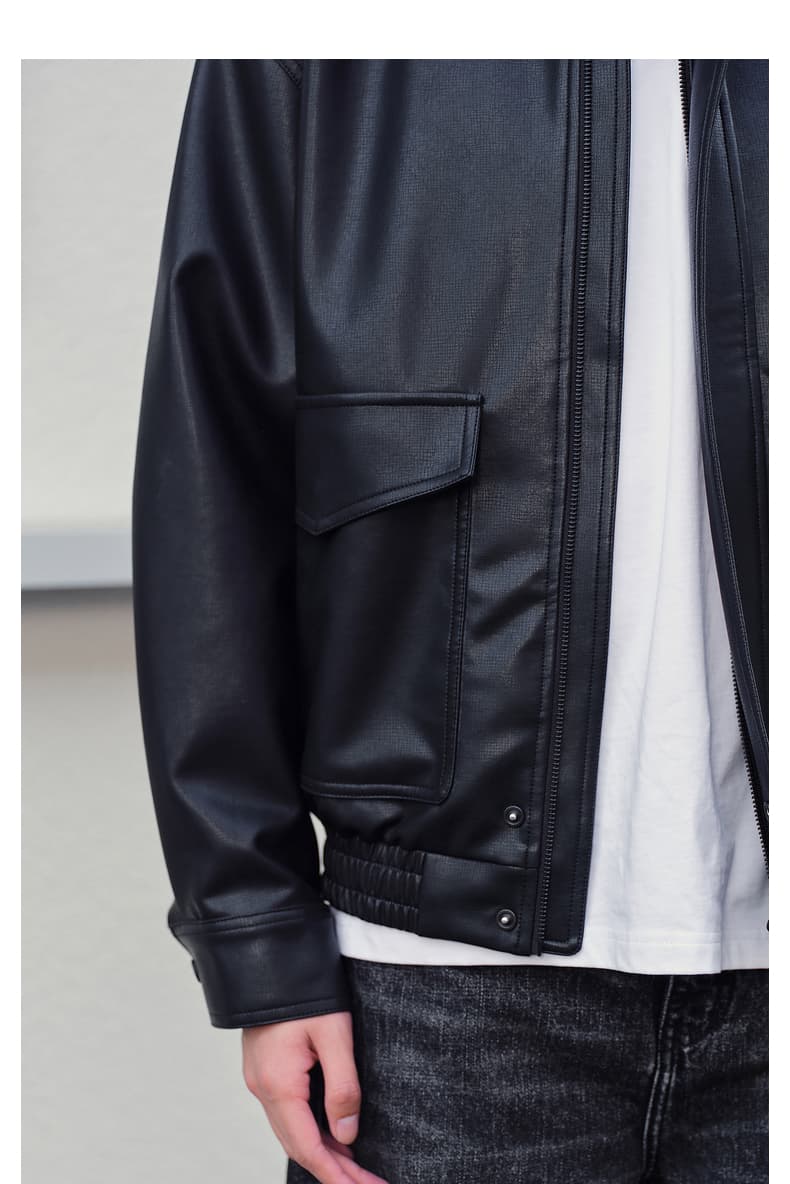メンズ黒ファッション ジャケット クラシックレザーブルゾン