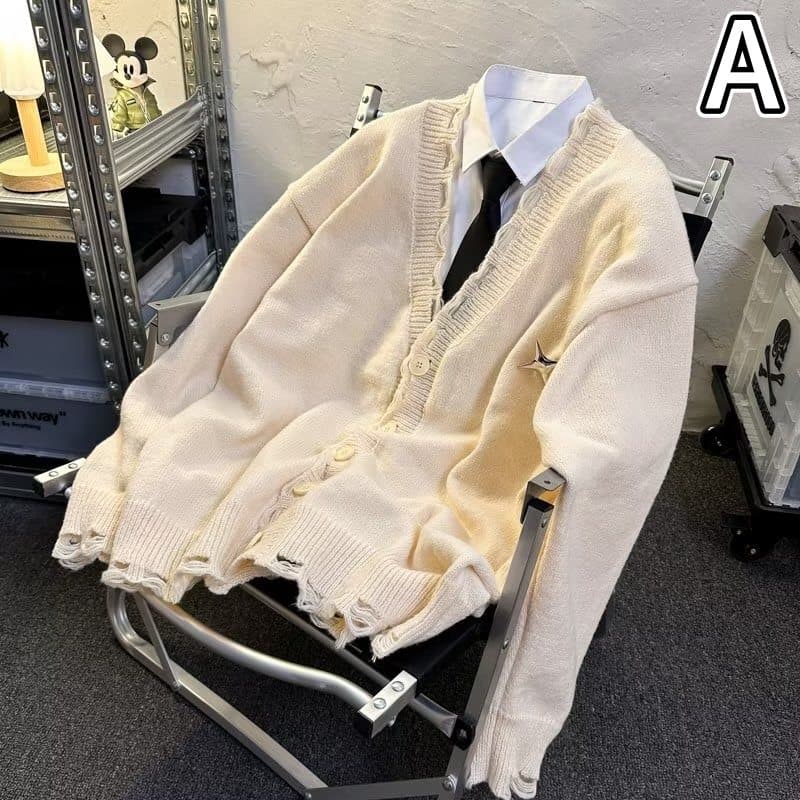 メンズ 黒 ファッション メンズ黒ニットカーディガン長袖ボタン付きトップス