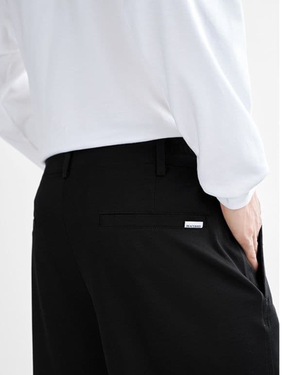 メンズ 黒 ファッション パンツ ストレートシルエット ビジネスパンツ