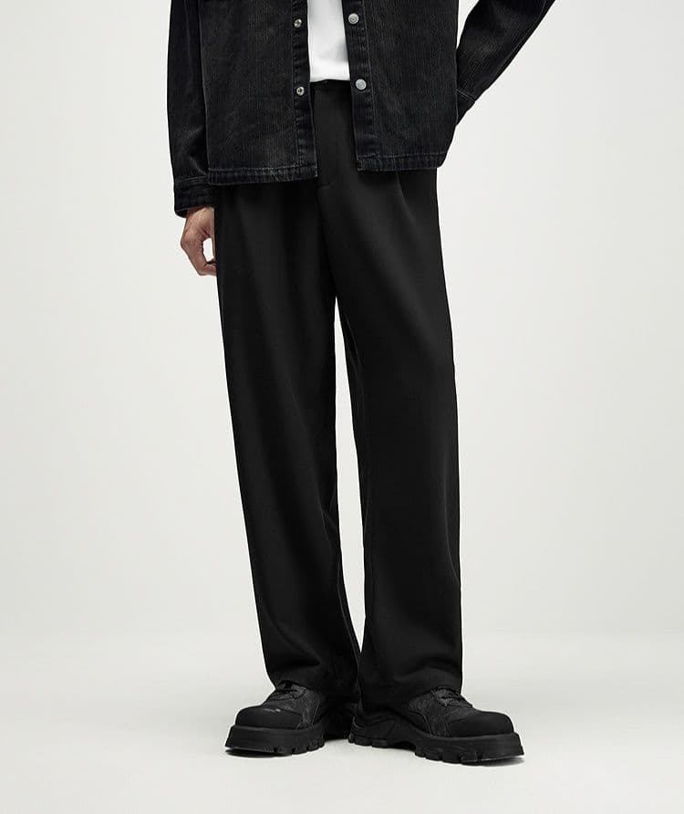 メンズ 黒 ファッション パンツ シンプル ワイドシルエット パンツ