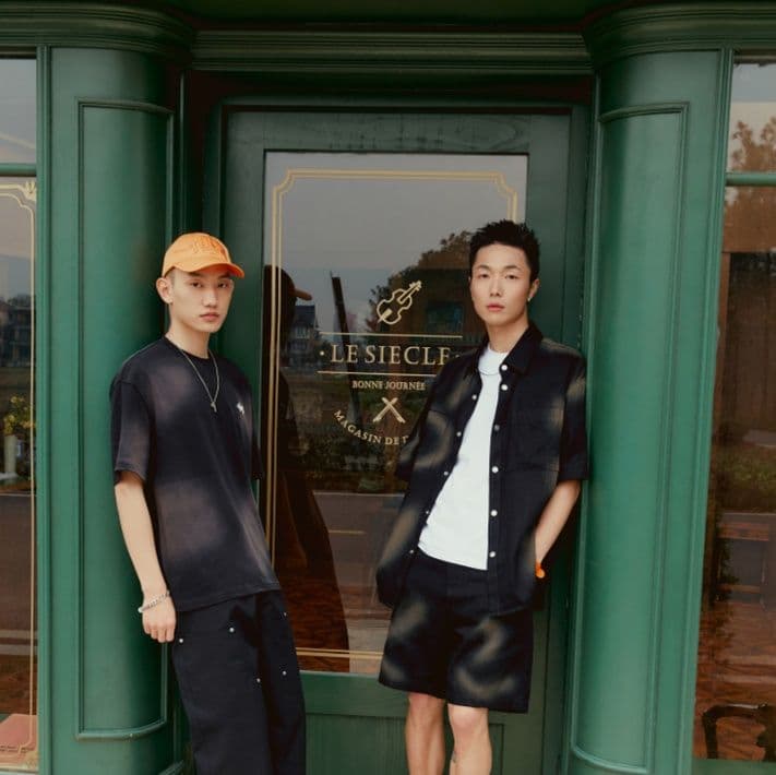 メンズ黒ファッション シャツ 影模様半袖オーバー