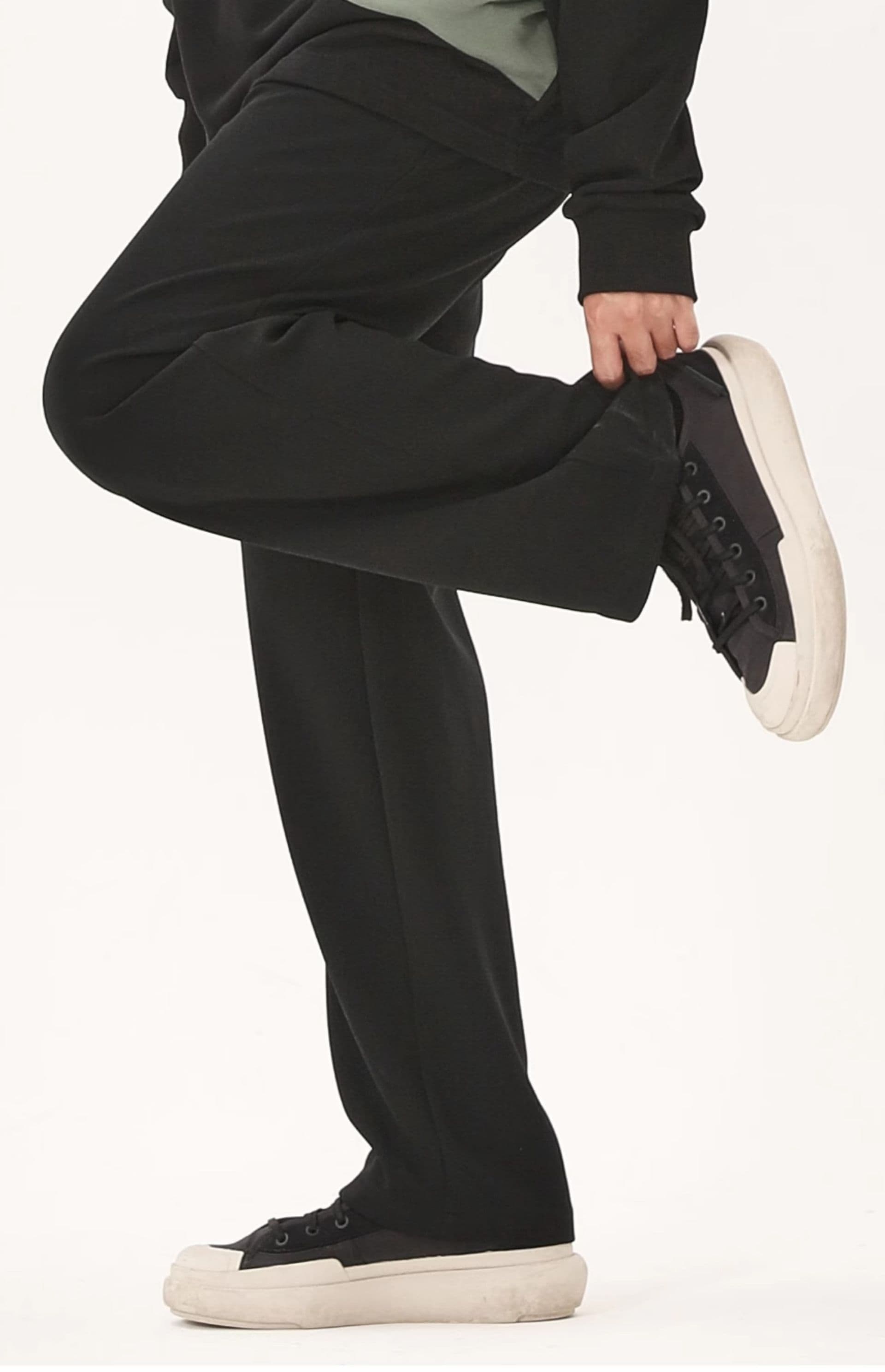 メンズ黒ファッション パンツ シンプルワイドストレートパンツ