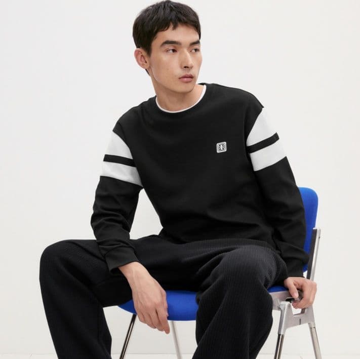 メンズ黒ファッション スウェット アスリートラインスウェット