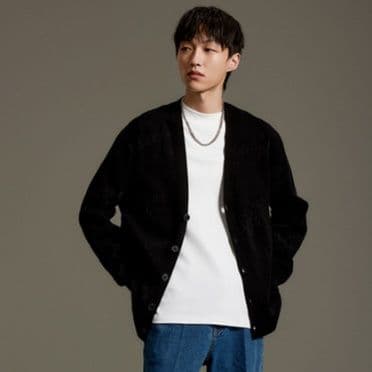 メンズ黒ファッション カーディガン シンプル上質