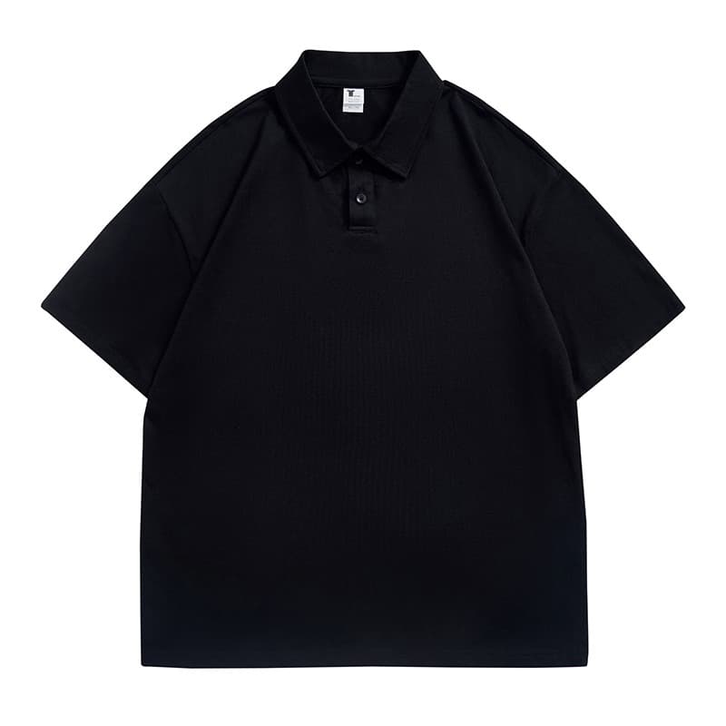 メンズ黒ファッション ポロシャツ シンプル上質