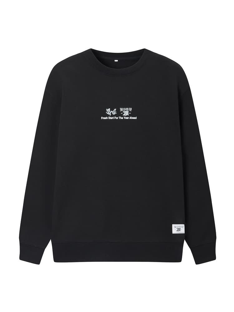 メンズ 黒 ファッション スウェット シンプル胸元ロゴ入りスウェット