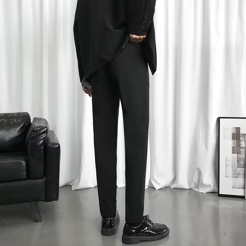 メンズ 黒 ファッション 洗練スリムスラックス