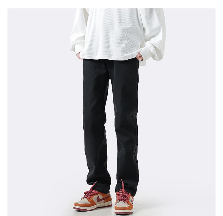 メンズ 黒 ファッション パンツ すっきりシルエットストレートパンツ