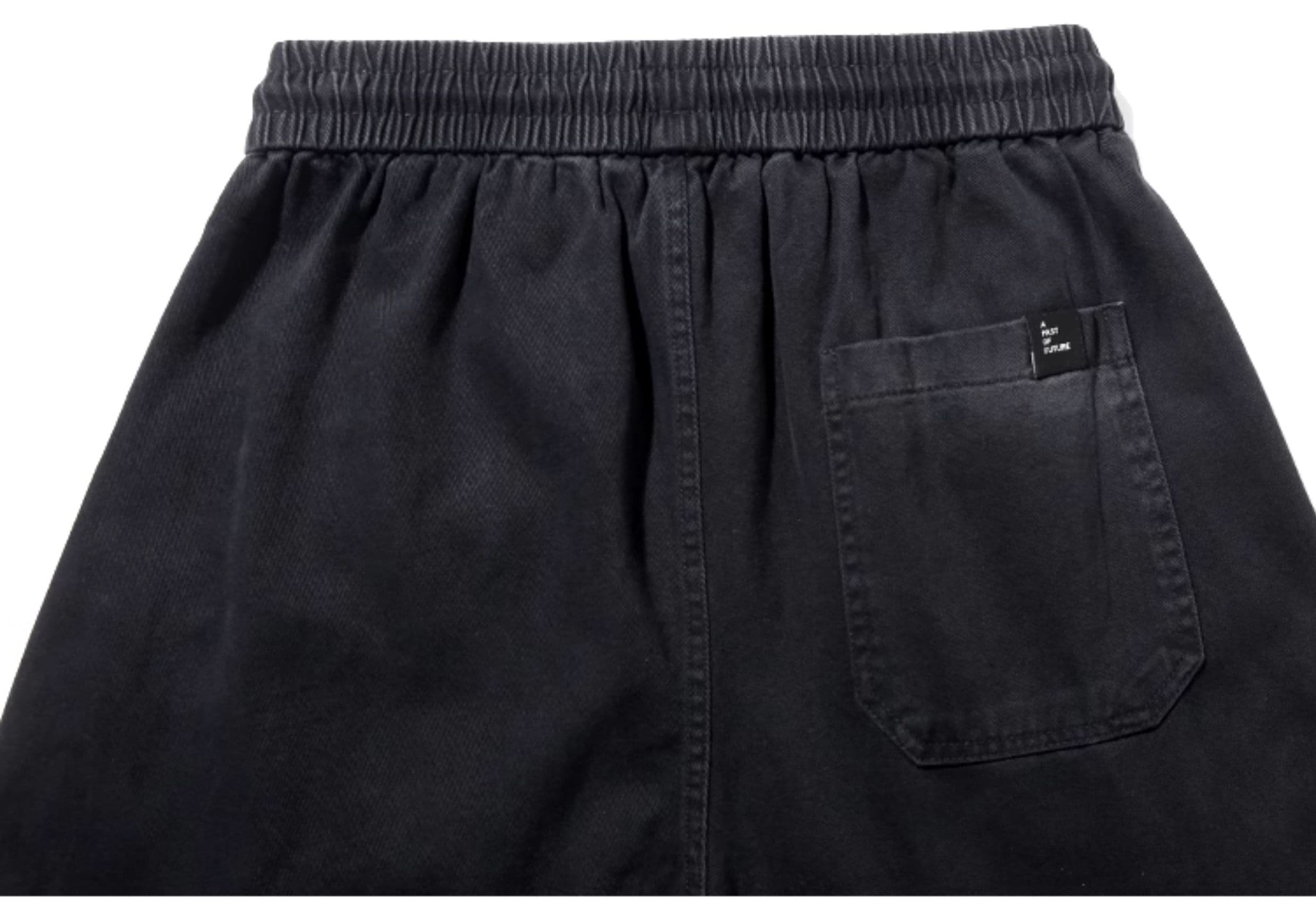 メンズ黒ファッション パンツ ワイドシルエット ドローコードパンツ
