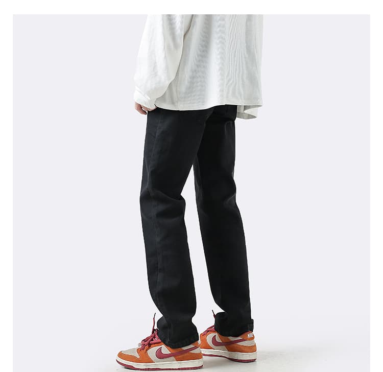 メンズ 黒 ファッション パンツ すっきりシルエットストレートパンツ
