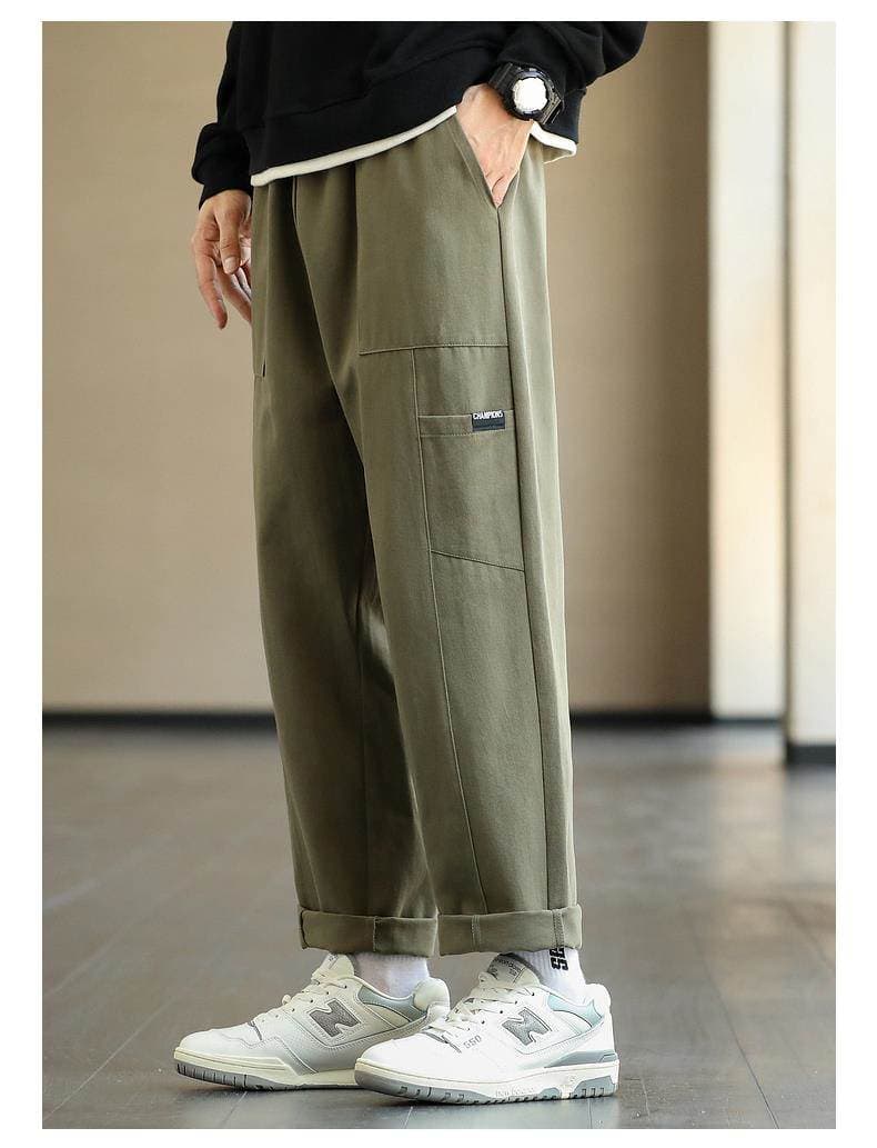 メンズ黒ファッション パンツ ワイドシルエット工房パンツ