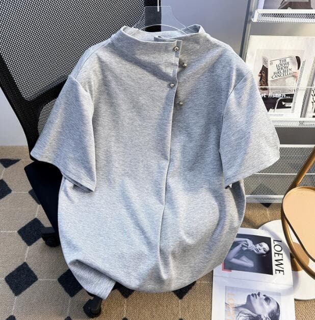 メンズ 黒 ファッション メンズ 黒 半袖 立ち襟 シャツ カジュアル