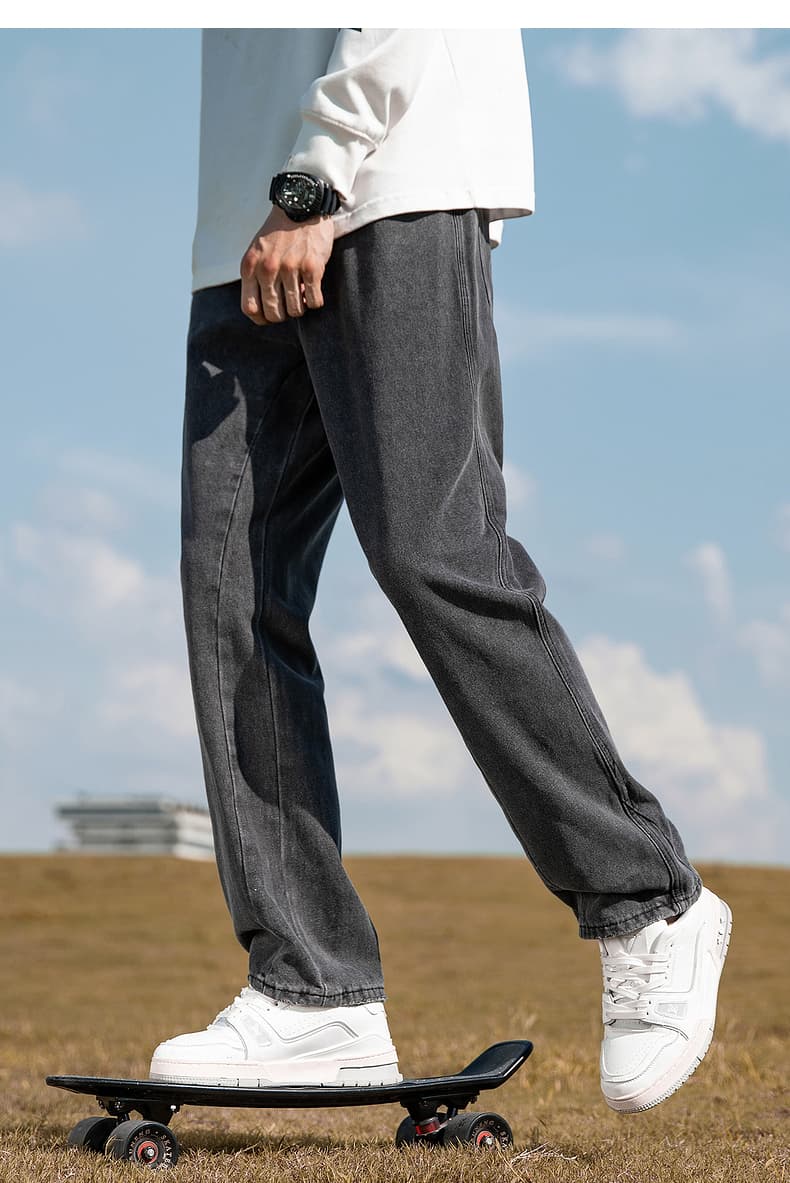 メンズ 黒 ファッション パンツ ストレートシルエット デニムパンツ