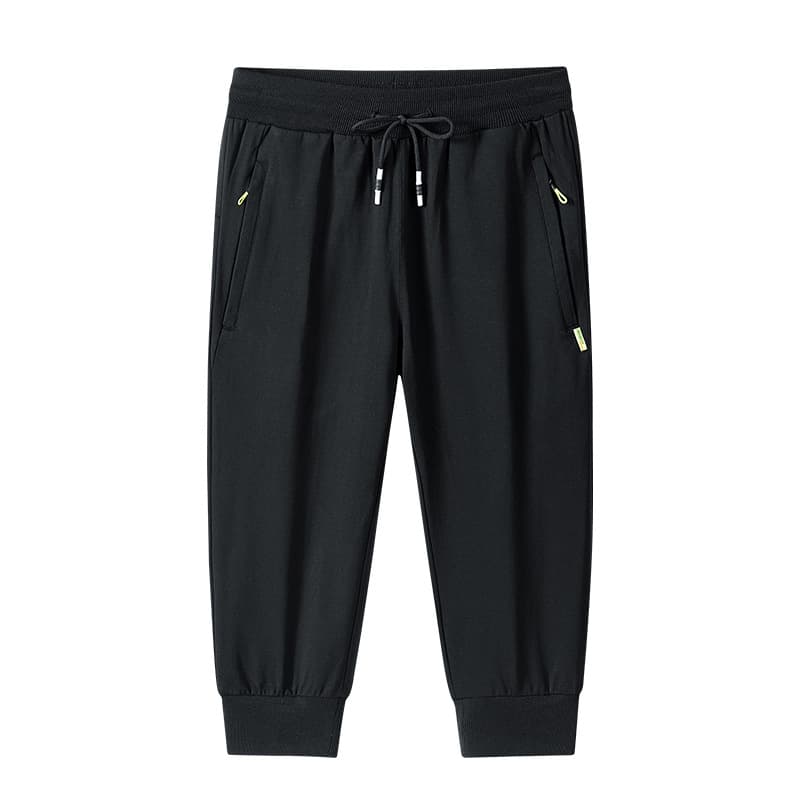 メンズ 黒 ファッション 七分丈リラックススウェットパンツ