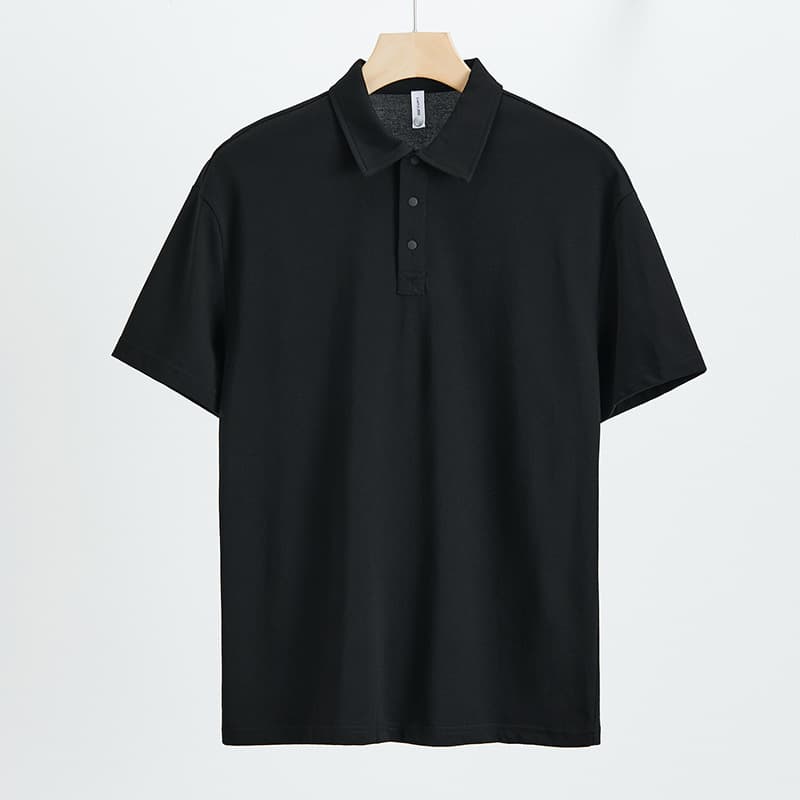 メンズ 黒 ファッション すっきりシルエット ワイドポロシャツ