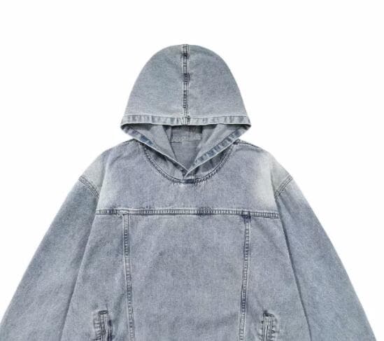 メンズ 黒 ファッション 春秋メンズデニムパーカー重ね着風