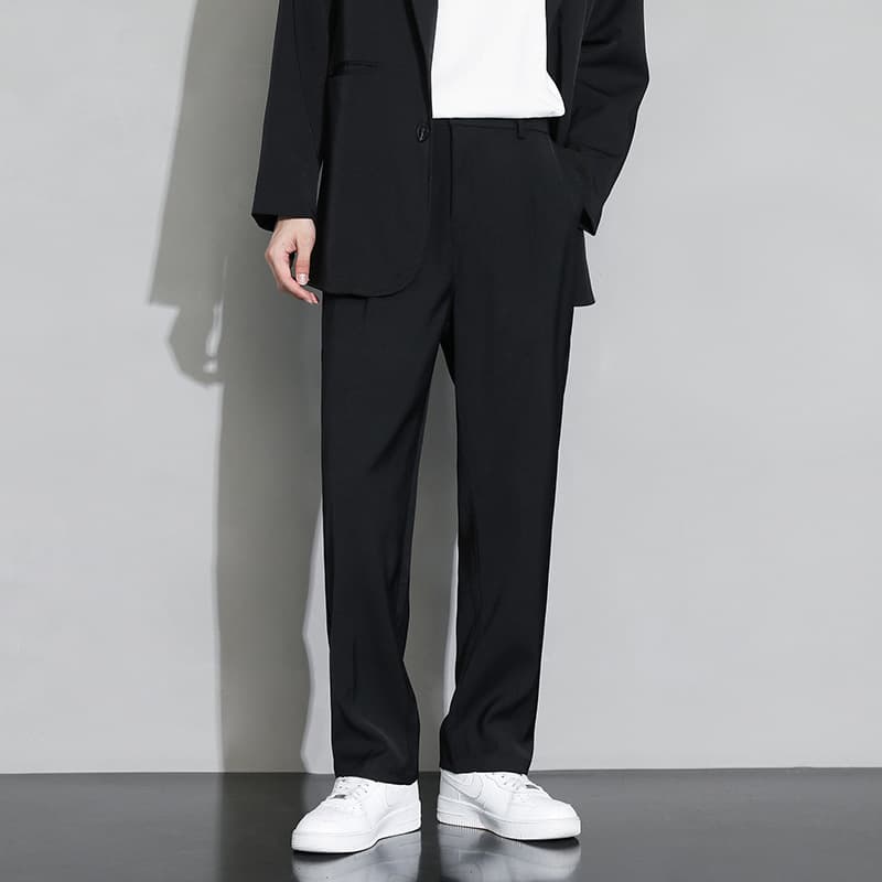 メンズ 黒 ファッション すっきりシルエット フォーマルパンツ