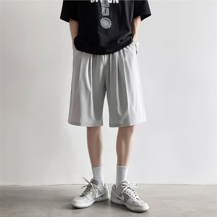 メンズ 黒 ファッション 夏用メンズゆったり五分丈ショートパンツ