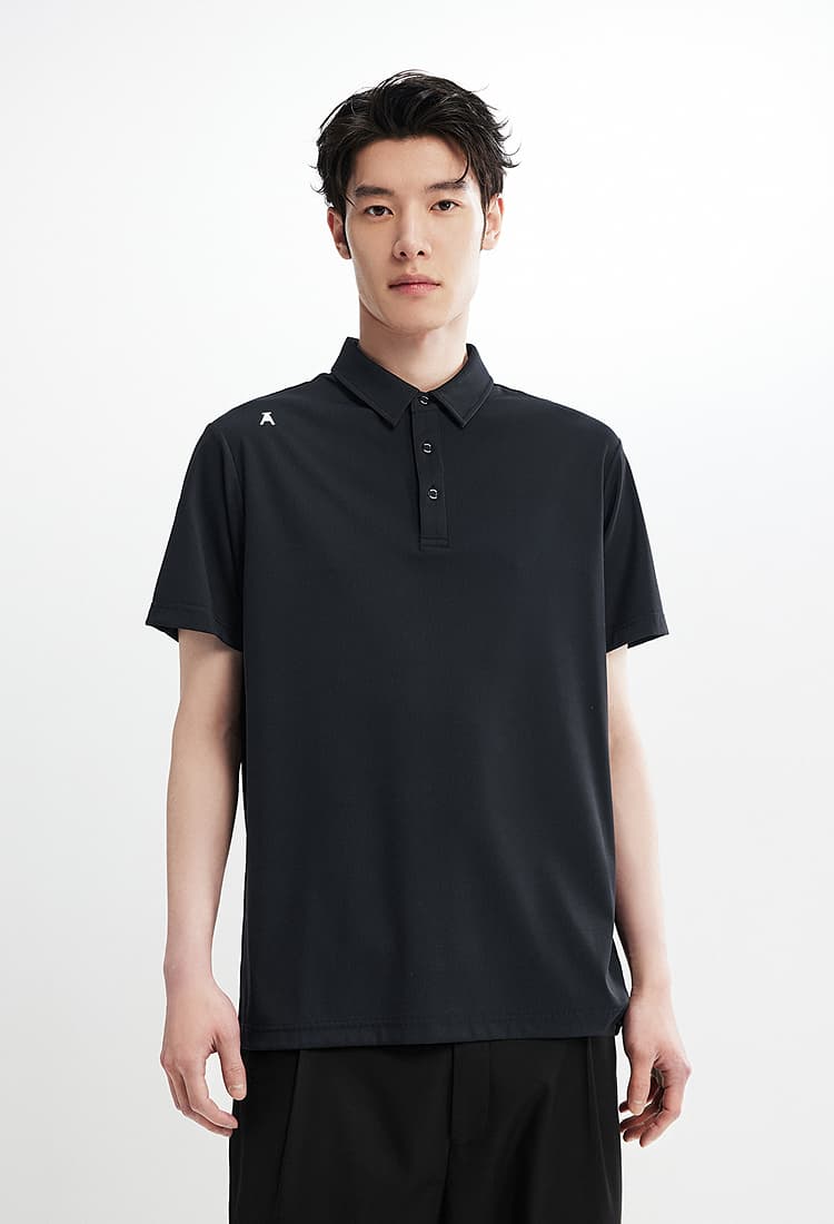 メンズ 黒 ファッション 上質シルエット スタイリッシュポロ