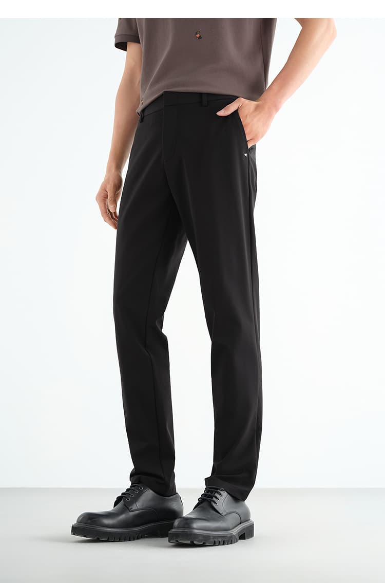 メンズ黒ファッション パンツ スタイリッシュテーパードスラックス