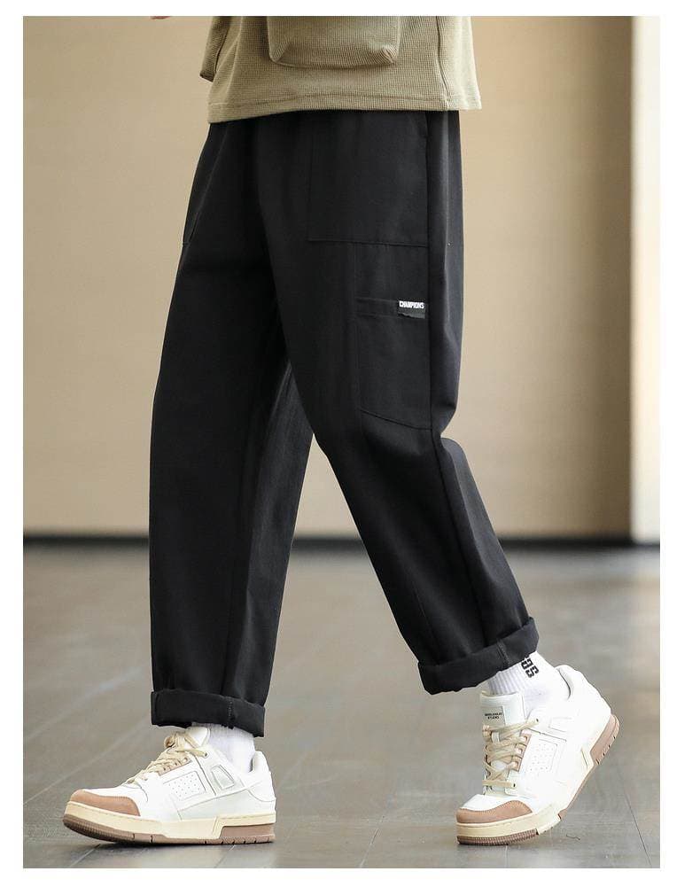 メンズ黒ファッション パンツ ワイドシルエット工房パンツ