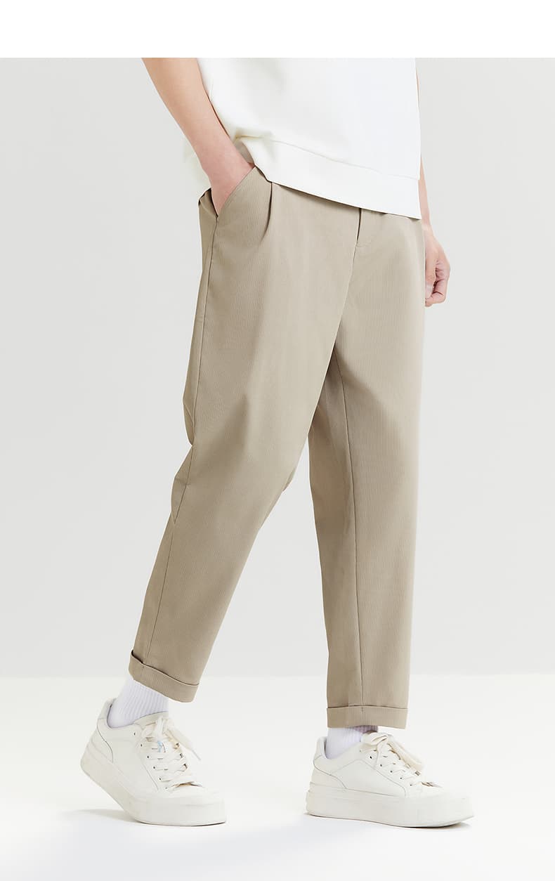 メンズ黒ファッション パンツ スタイリッシュストライプテーパードパンツ