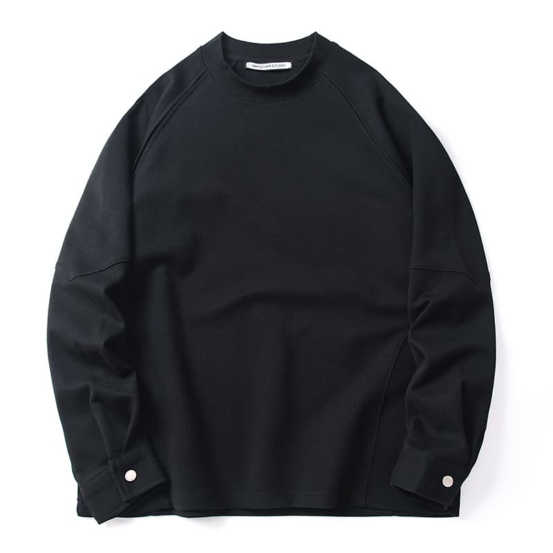 メンズ黒ファッション スウェット ストリートシルエット 切替スウェット