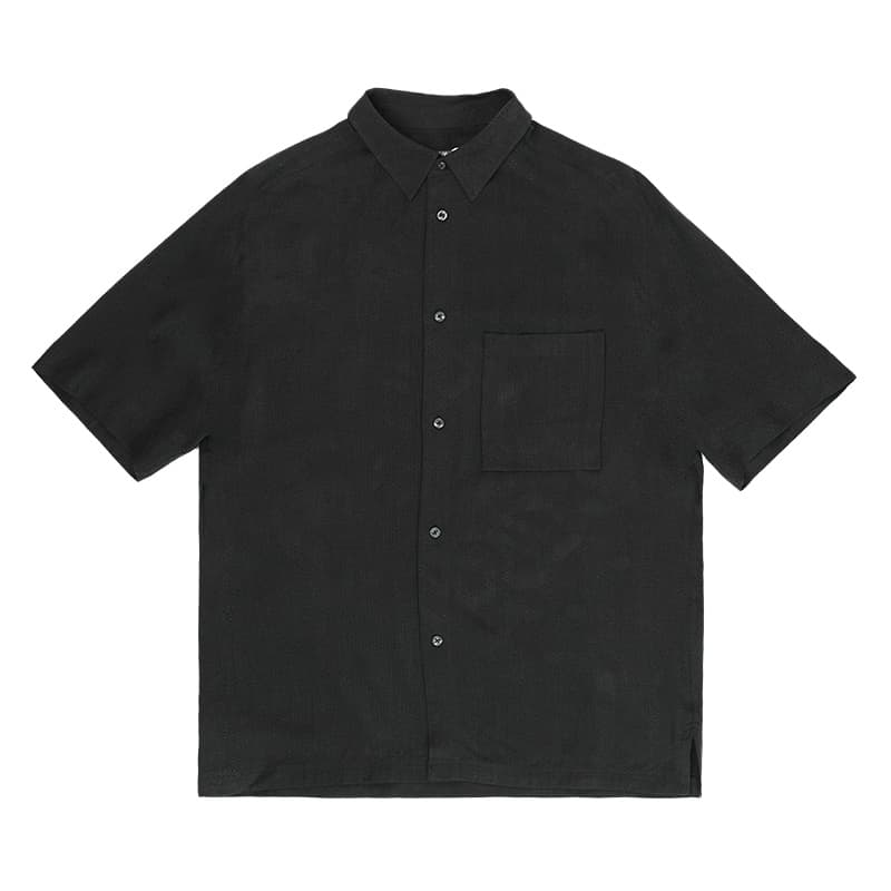 メンズ 黒 ファッション ゆったりシルエット半袖シャツ