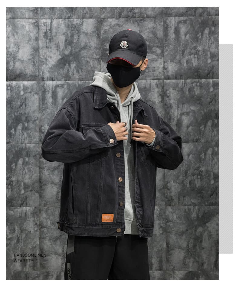メンズ黒ファッション ジャケット ストリート系デニム