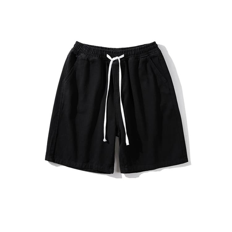 メンズ 黒 ファッション 黒無地ハーフパンツ男性夏用ゆったりカジュアル