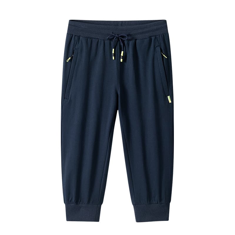 メンズ 黒 ファッション 七分丈リラックススウェットパンツ