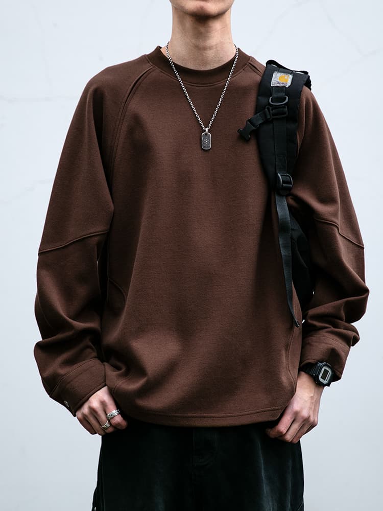 メンズ黒ファッション スウェット ストリートシルエット 切替スウェット