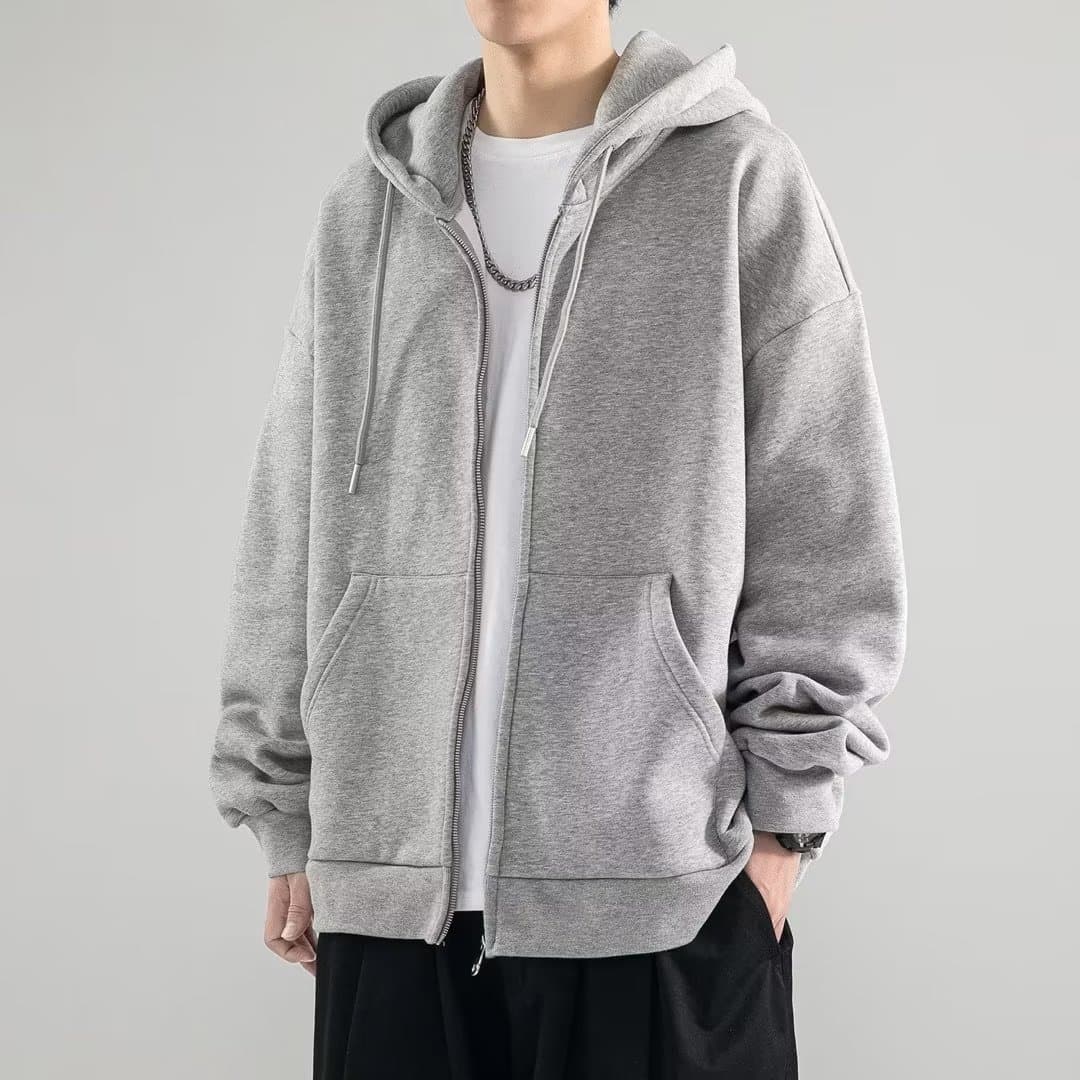 メンズ 黒 ファッション シンプル立体フードジップパーカー