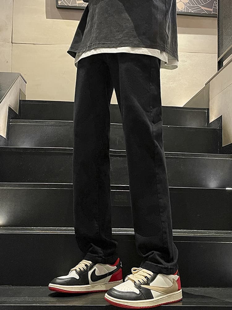 メンズ 黒 ファッション パンツ ストレートシルエット リラックスパンツ