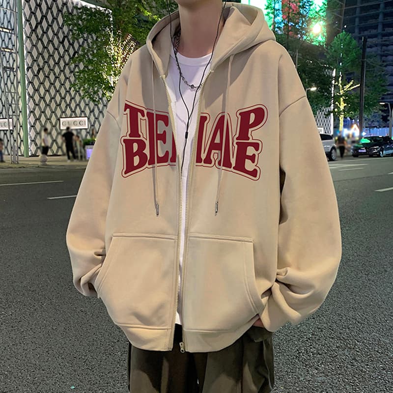 メンズ 黒 ファッション パーカー ビッグロゴ ジップアップ パーカー