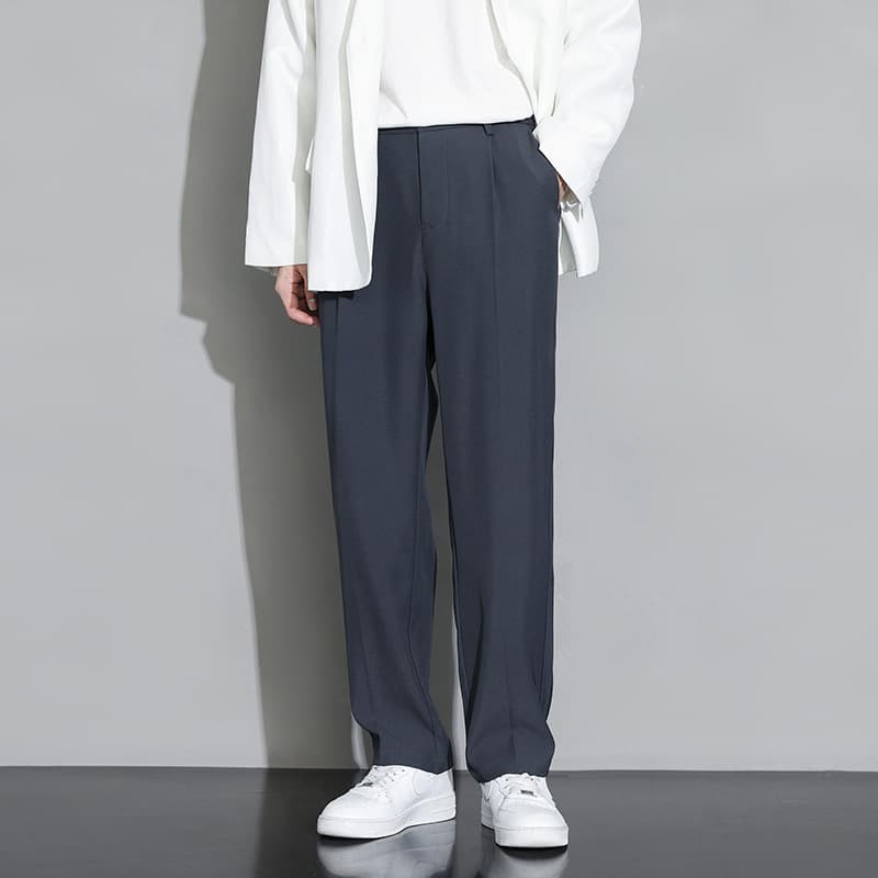 メンズ 黒 ファッション すっきりシルエット フォーマルパンツ