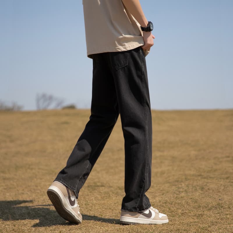 メンズ 黒 ファッション パンツ ストレートシルエット デニムパンツ
