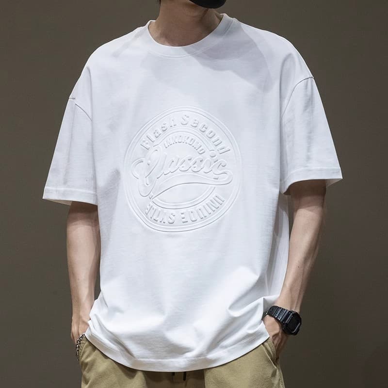 メンズ 黒 ファッション 立体エンボス加工クラシックシャツ